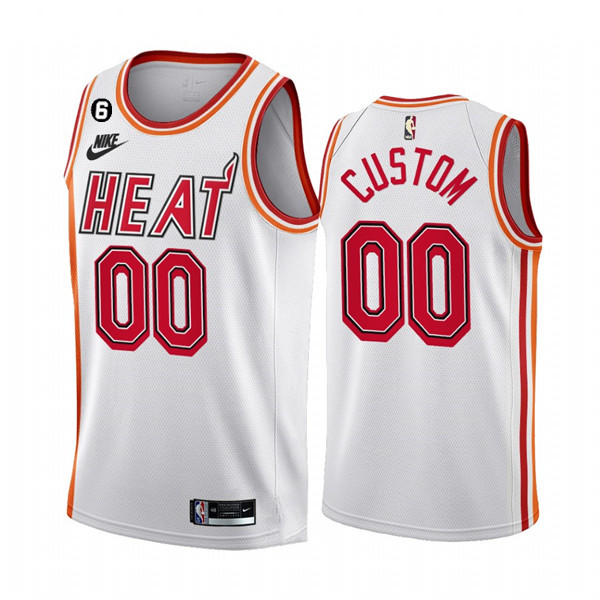 Men's Miami Heat Active Player Custom White 2022/23 Classic Edition With NO.6 Patch Stitched Basketball Jersey Men's Miami Heat Active Player Custom White 2022/23 Classic Edition With NO.6 Patch Stitched Basketball Jersey
